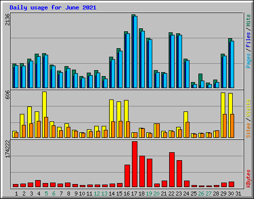 Daily usage for June 2021