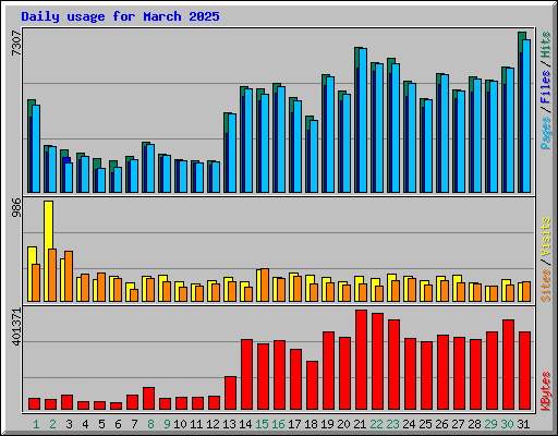 Daily usage for March 2025