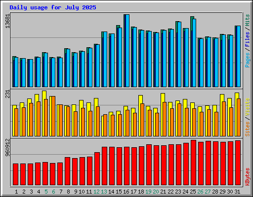 Daily usage for July 2025
